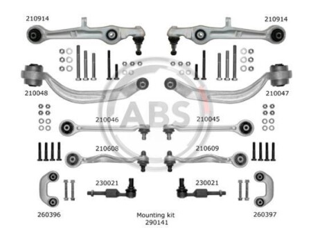 К-кт рычагов перед.подвески Audi A4 (с тонким пальцем) A.B.S. 219901