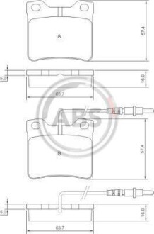 Гальмівні колодки зад. Peugeot 406/607 95- (ATE) A.B.S. 36683 (фото 1)