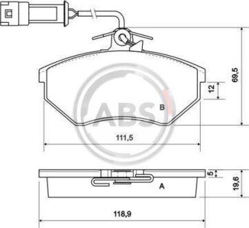 Гальмівні колодки перед. Caddy II >9.96/Passat B4/Audi 80 A.B.S. 36791