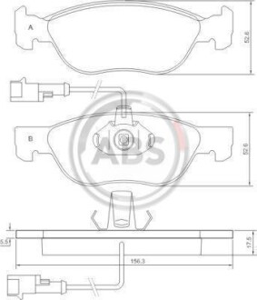 Тормозные колодки пер. Fiat Bravo/Marea 96-02 (ATE) (156,3x52,6x17,6) A.B.S. 36893