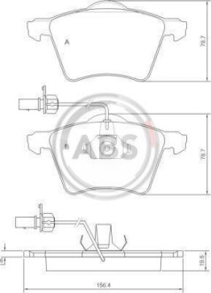 Тормозные колодки пер. T4 2.5TDI 96-03 (R15)(с датчиком) A.B.S. 37141