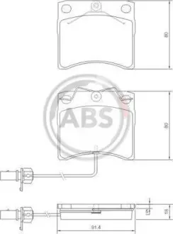 Тормозные колодки перед. T4 90-03 (TRW) (с датчиком) (91,4x80x18) A.B.S. 37144