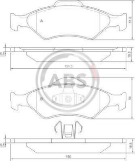 Тормозные колодки пер. Fiesta IV 95-03(ATE) (54,5x151x18,5) A.B.S. 37196