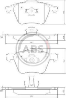 Гальмівні колодки пер. S60/S80/V70/XC70/XC90 (98-14) A.B.S. 37344 (фото 1)