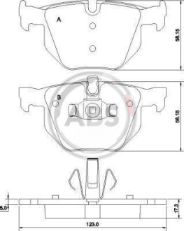 Тормозные колодки зад. BMW 3(E90)/5(E60) (ATE) (123x58,1x17,3) A.B.S. 37410