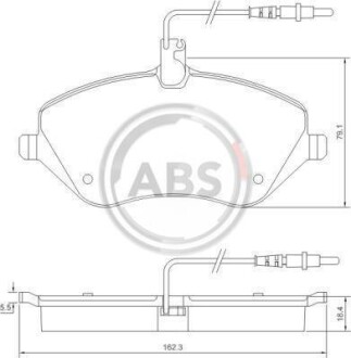 Гальмівні колодки перед. Peugeot 407/607 04- (TRW) (162,3x79,1x18,4) A.B.S. 37431