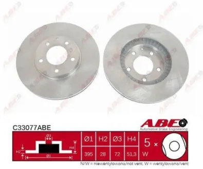 Диск гальмівний передн Лів/Прав MAZDA MPV II 2.0D/3.0 01.02-12.06 ABE C33077ABE