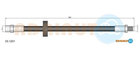 VW шланг гальмівний передн. (385мм) LT 83-96, AUDI 100 82 ADRIAUTO 03.1201