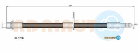 CITROEN шланг гальмівний передн. прав.C1, TOYOTA AYGO ADRIAUTO 07.1236