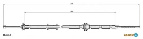 Трос гальмівний FIAT Nemo all Ds 1.4 HdiRH12/07-/Fiorino all Ds 1.3 Mj12/07-/Bipper R LH"08- ADRIAUTO 1102282