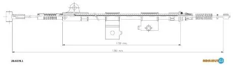 NISSAN Трос стоянкового гальма правий TERRANO II (R20) 2.4/2.7 4WD 93- ADRIAUTO 28.0278.1