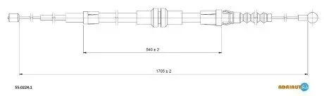 VW трос ручного гальма прав/лів Caddy 04-. (1705/540mm) ADRIAUTO 55.0224.1
