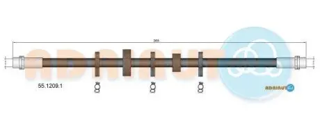 VW Гальмівний шланг правий TRANSPORTER T4 1.9-2.8 90- ADRIAUTO 55.1209.1