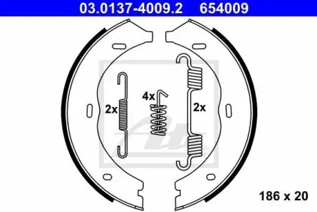 Колодки гальмівні барабанні к-кт ATE 03013740092