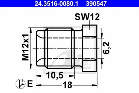 З\'єднувач трубки гальмівний (M12x1/12x18/d=6.2) ATE 24.3516-0080.1