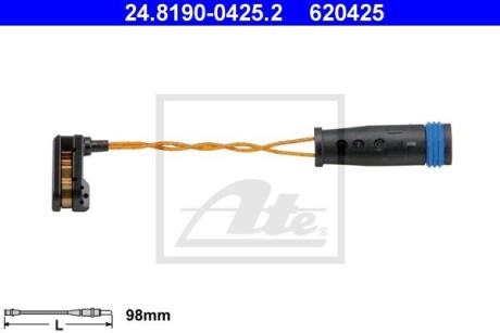 Датчик зносу гальмівних колодок MB E-class (W211/S211)/ M-class (W164/W166) 02- (L= 98mm) ATE 24.8190-0425.2