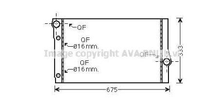 AVA BMW Радіатор охолодження двиг. 5 F10, 6 F13, 7 F01 2.0/3.0d 10- AVA COOLING BW2410 (фото 1)