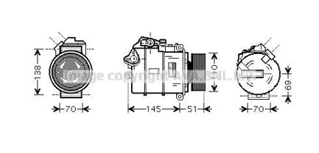 AVA BMW Компресор кондиціонера 3 (E90) 05-, 5 (E60) 04- AVA COOLING BWAK384