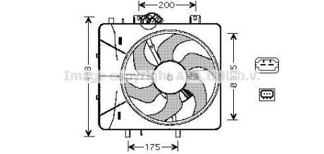 AVA CITROEN Вентилятор радіатора C2/3, Peugeot 1007/207 1.1/1.6 03- AVA COOLING CN7527