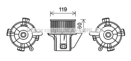 Вентилятор отопителя салона Citroen C4 (04-11), Peugeot 307 (00-08) AC+ (AVA COOLING CN8299