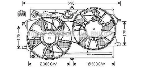 AVA FORD Вентилятор радіатора (з дифузором) FOCUS I 1.4-2.0 98- AVA COOLING FD7507