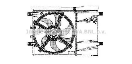 AVA OPEL Вентилятор радіатора (з дифузором) Corsa D, Fiat Grande Punto, Punto 0.9/1.4 06- AVA COOLING FT7532