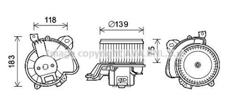 Вентилятор обігрівача салону Citroen Nemo Peugeot Bipper Fiat Qubo 1,3HDI 08> Punto 1,4i 07> man AC+/- AVA AVA COOLING FT8431