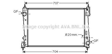 AVA FIAT Радіатор охолодження двиг. BRAVO II 1.4 07-, PUNTO 1.3 D 12-, ALFA ROMEO AVA COOLING FTA2401