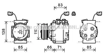AVA HONDA Компресор кондиціонера CITY IV 1.3 05-, JAZZ II 1.2, 1.3 02- AVA COOLING HDAK260