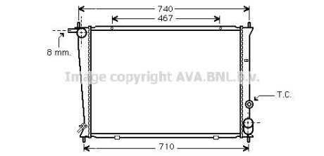 Радіатор охолодження двигуна Hyundai H100 H-1 2,5D 00>04, 04>07 MT AC+/- AVA AVA COOLING HYA2049 (фото 1)