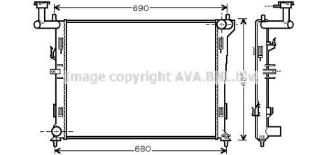 Радиатор охлаждения двигателя Hyundai Elantra 06-/I30/I30CW 07- (Ava) AVA COOLING HYA2179