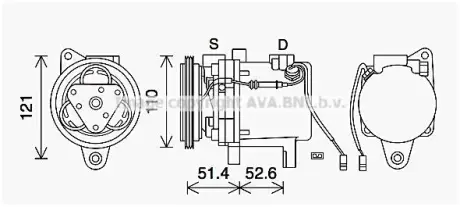 AVA SMART Компресор кондиціонера CABRIO 0.6-0.8, CITY-COUPE 0.6-0.8, FORTWO 0.6-0.8 AVA COOLING MCAK019