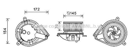 Вентилятор отопителя салона MB V638 AC- AVA COOLING MS8626