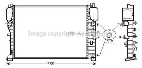 Радиатор охлаждения двигателя MB E211 200 komp 220-270 CDI MT/AT AC+/- AVA COOLING MSA2394