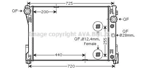 AVA MERCEDES Радіатор системи охолодження двигуна C-W204 220 CDI AUT 07 AVA COOLING MSA2475