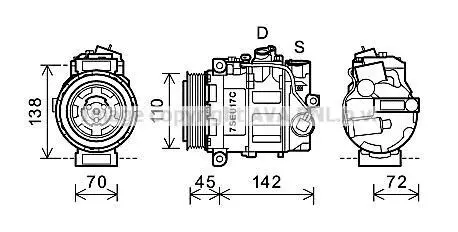 Компрессор C180 2.0 i* (W203) 00-02 (AVA) AVA COOLING MSAK615