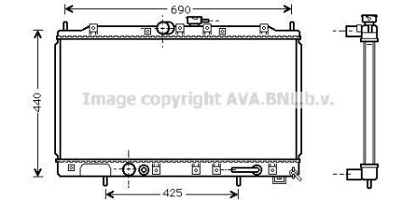 AVA MITSUBISHI Радіатор охолодження двиг. GALANT VIII 2.0 96- 2.4 99-, 2.5 96- AVA COOLING MT2123