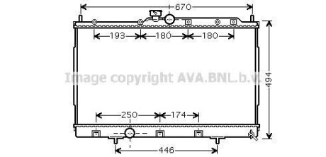 Радиатор охлаждения MITSUBISHI OUTLANDER (CU2, 5W) (03-) (аналог MTА2183) (выр-во AVA) AVA COOLING MT2183