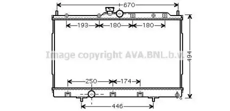 Радиатор охлаждения MITSUBISHI OUTLANDER (CU2, 5W) (03-) (аналог MTА2183) (выр-во AVA) AVA COOLING MT2183