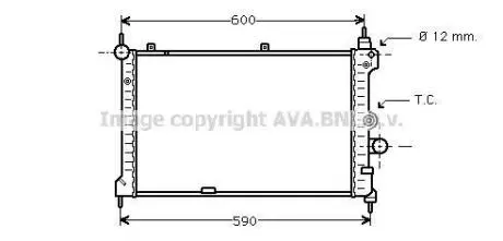 AVA OPEL Радіатор системи охолодження двигуна ASTRA F 1.7 91-, CORSA C 1.7 00-, CHEVROLET AVA COOLING OL2127