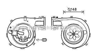 Вентилятор отопителя салона Opel Vectra C 02> clima AVA COOLING OL8618