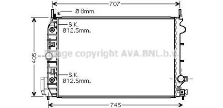AVA OPEL Радіатор системи охолодження двигуна (автомат) SIGNUM 1.9 CDTI 04-, VECTRA C GTS 1.9 CDTI 04-, CADILLAC, FIAT, SAAB AVA COOLING OLA2388