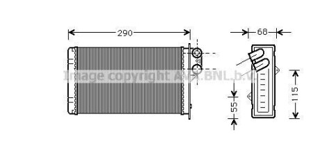 Радиатор отопителя P405/P406 ALL MT/AT 87-99 (Ava) AVA COOLING PE6100