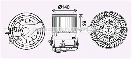 Вентилятор обігрівача салону Citroen C3 (16-)/Peugeot 2008 (13-) AVA AVA COOLING PE8558