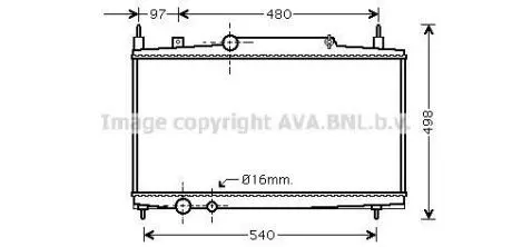 AVA CITROEN Радіатор системи охолодження двигуна BERLINGO 1.6 HDi 10-, C5 I 3.0 01-, FIAT, LANCIA AVA COOLING PEA2230