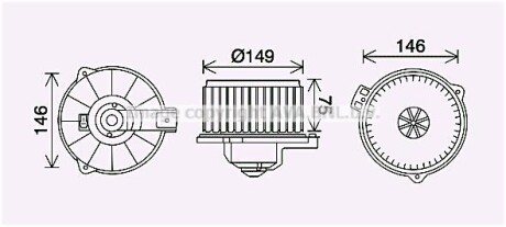 Вентилятор обігрівача салону Toyota Corolla (00-) 1.3i 1.4i 1.6i 1.8i AVA AVA COOLING TO8735