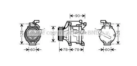 AVA TOYOTA Компресор кондиціонера COROLLA 1.4-2.0 01- AVA COOLING TOAK443