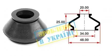 Пыльник опоры шарового рулевого наконечника (универсальный) (34х20x25) BELGUM PARTS BG0114