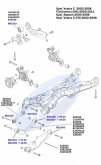 Сайлентблок важеля (заднього) Opel Vectra C 02- (поперечний) BELGUM PARTS BG1505