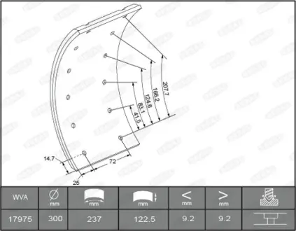Гальмівні накладки задн (300x122. базовий) MERCEDES T2/LN1 04.86-12.94 BERAL KBL1735101561